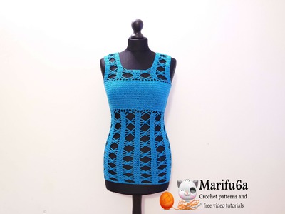 How to crochet easy summer top by marifu6a free pattern video tutorial