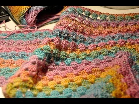 How to Crochet * Half Granny Square Triangle Scarf