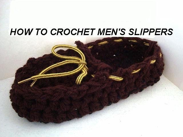 HOW TO CROCHET Men's Slippers, crochet pattern, boys slippers, moccasins, house shoes