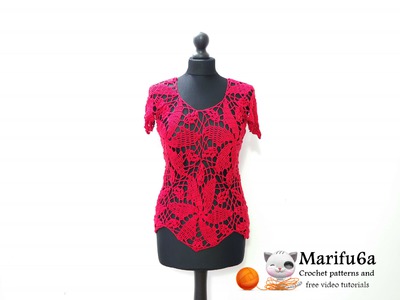 How to crochet red blouse top free pattern tutorial by marifu6a