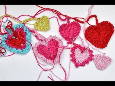 How to Crochet * Tiny Hearts in 3 different sizes and variations