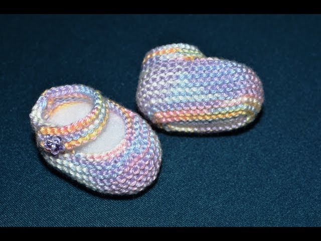 How to Knit Basic Mary Jane Baby Booties Part 2-Left Bootie (Work Flat)