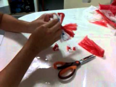 How to make a carnation flower using plastic bag.