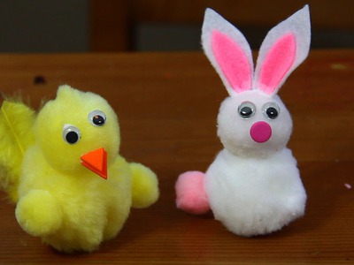 How to Make Pom Pom Easter Bunnies and Chicks Craft