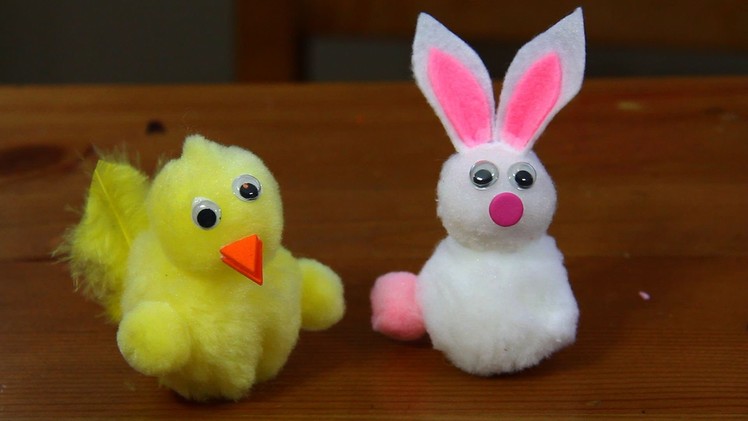 How to Make Pom Pom Easter Bunnies and Chicks Craft