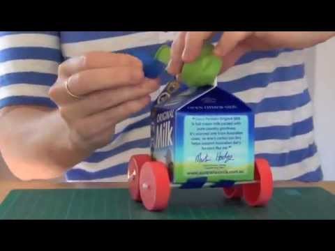 How to Recycled craft: balloon-powered milk carton car