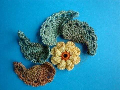 Как вязать листик крючком Урок 293 How to crochet leaf