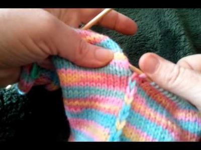 Knitting Strips Together -- Patches Baby Sweater 001