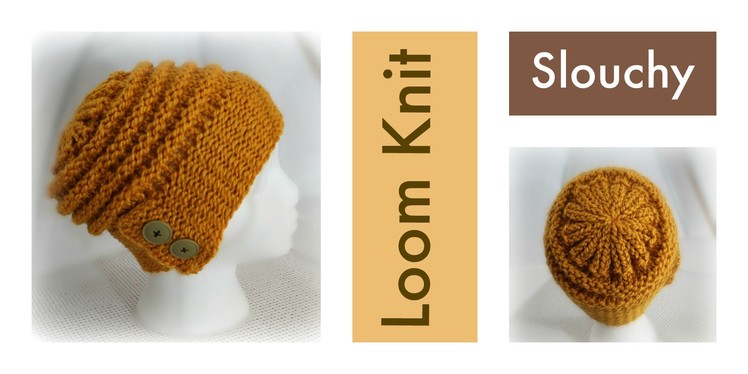 LOOM KNITTING Slouchy Hat with Flap-Over Brim