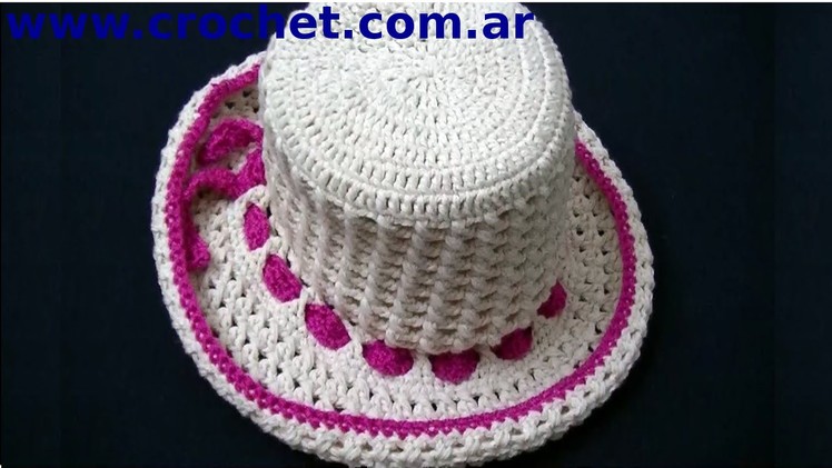 Sombrero Punto Cruzado en tejido crochet tutorial paso a paso.