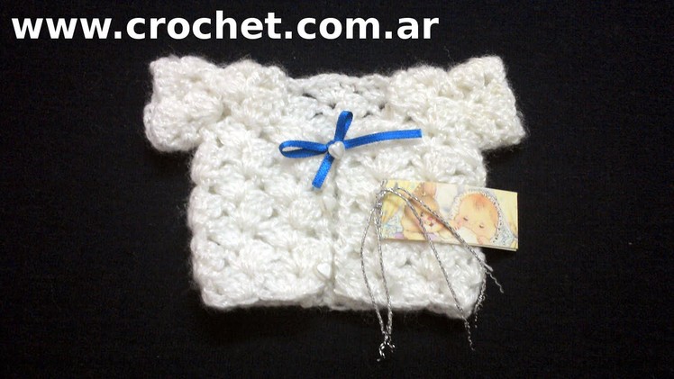Souvenirs Modelo Saco para nacimiento bebe en tejido crochet tutorial paso a paso.