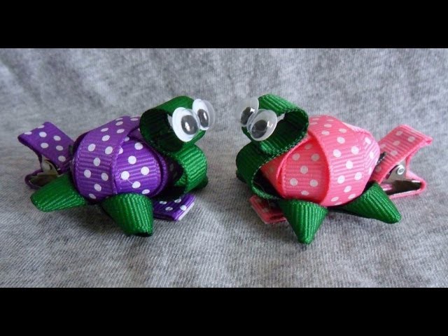 TINY 3D TURTLE Ribbon Sculpture Zoo Animal Girl's Hair Clip Bow DIY Free Tutorial by Lacey