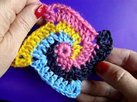 Вязание крючком  Урок 224 Спираль Crochet Spiral square motif