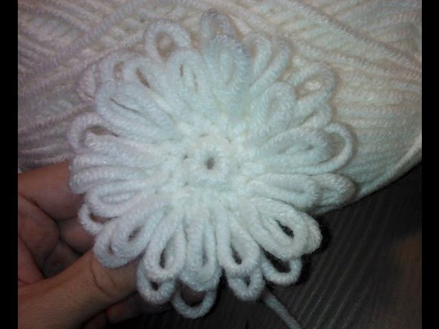 Вязаный цветок Крючком толстой пряжей Crochet flower Thick yarn