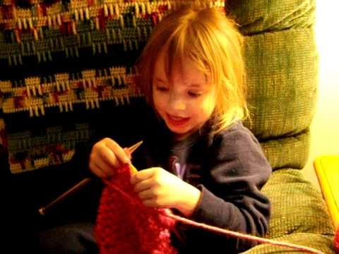 Four year old knitting