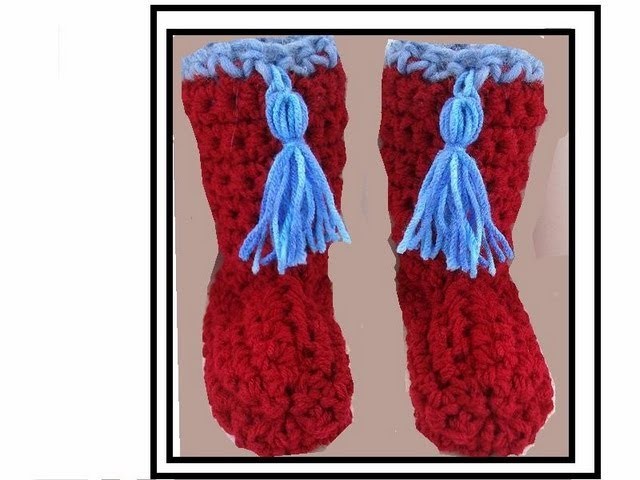 RED BOOT SLIPPERS, by carlitto, free crochet pattern