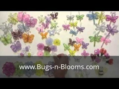 Bugs-n-Blooms Mini Nylon Wall Ceiling Craft Party Decor : Butterfly Dragonfly Flower Ladybug Bee
