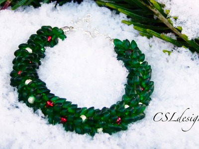Christmas wreath beaded kumihimo bracelet | Christmas