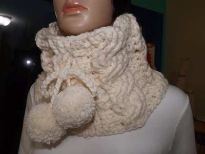 Crochet Cable Cowl or Neckwarmer.