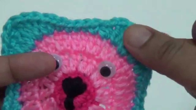 Crochet Granny  Square Bear Applique-3