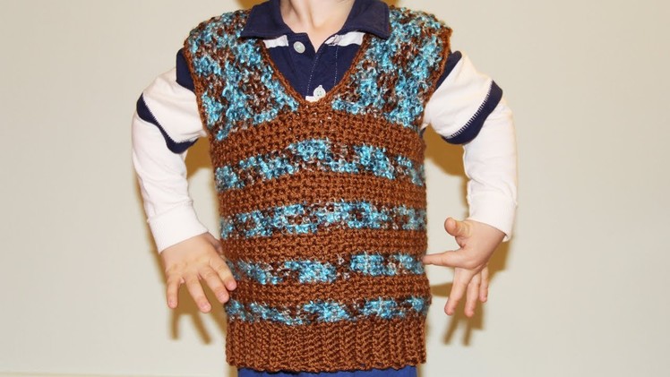 How to crochet boy's vest sweater - video tutorial for beginners