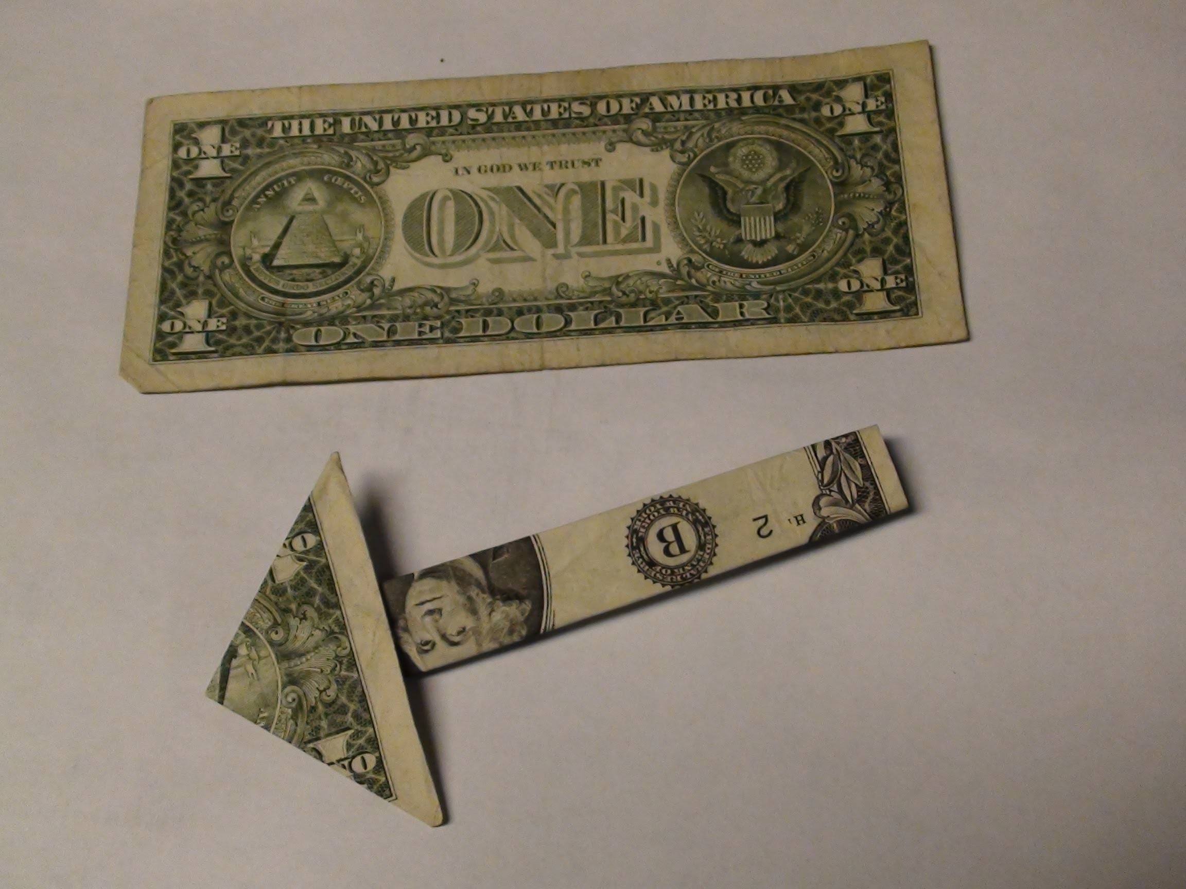 1 One Dollar Bill Money Arrow Origami Paper Folding Tutorial