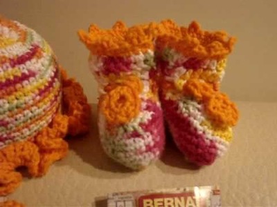Crochet Baby set - colorful hat, bib and booties
