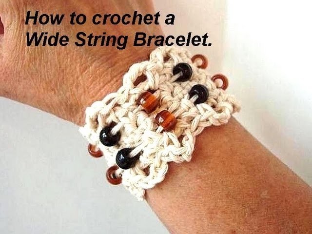 Crochet STRING BRACELET, STYLE # 3, button-on bracelet, wide, how to diy