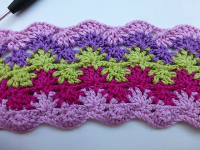 Crochet with eliZZZa * "Stars & Waves" Crochet stitch with two rows