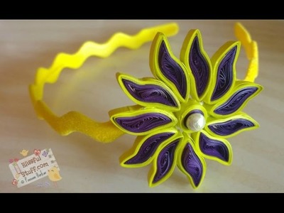 DIY - How to make paper quilled hair band, Easy paper quilling flower tutorial