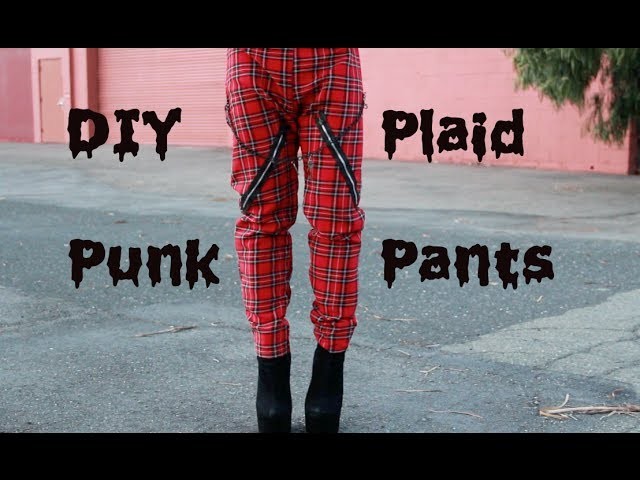 DIY Punk Plaid Pants with Chains
