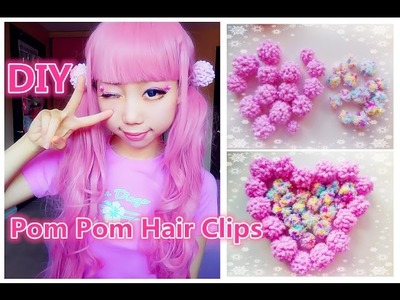 Easy Kawaii DIY -  How to Make Pom Poms without cardboard + Hair Clips ^^