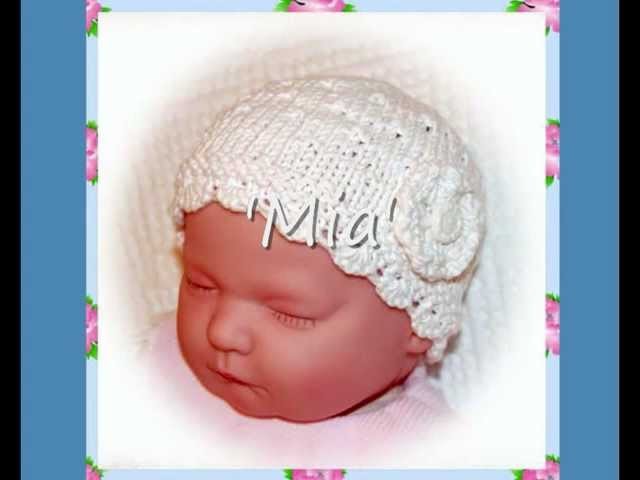 Mia Multisize Lace Baby or Reborn Doll Hat Double Knitting Aran Yarn Knitting Pattern