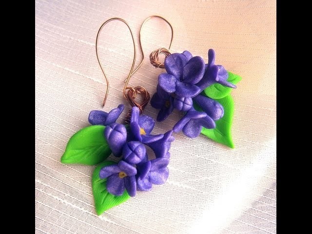 Polymer clay tutorial.Walkthrough - "Lilac Flowers"- Earrings