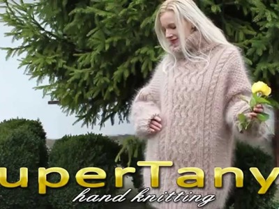 02.12.2012 Beige hand knitted multi-cabled mohair sweater by SuperTanya