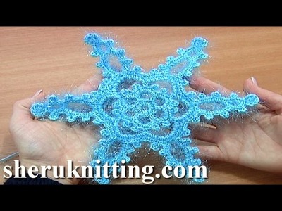 Crochet Big Snowflake Motif Tutorial 5 Part 1 of 2 Crochet Christmas Ornaments