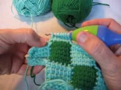 Crochet Entrelac blanket row 3.