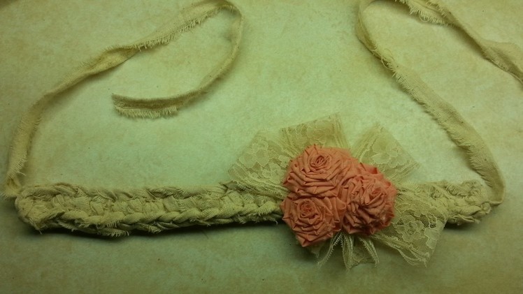 #Crochet Fabric Shabby Chic Crochet Baby Headband #TUTORIAL Gift