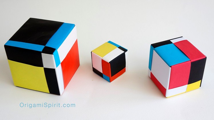 Mondrian Cube : : Cubo Mondrian -Modular Origami