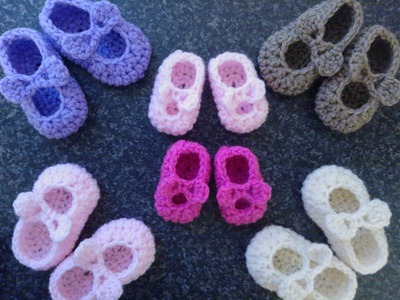 My Easy Crochet Premature Baby Mary Jane Ballerina Slipper With Bows (2 inch)