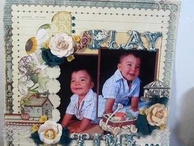 Play time  websters pages 12x12 scrapbook layout wonderfall paper