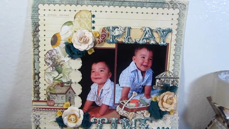 Play time  websters pages 12x12 scrapbook layout wonderfall paper