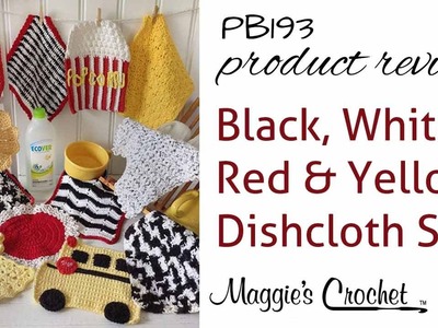 Black, White, Red, Yellow Dishcloth Set Crochet Pattern Product Review - PB193