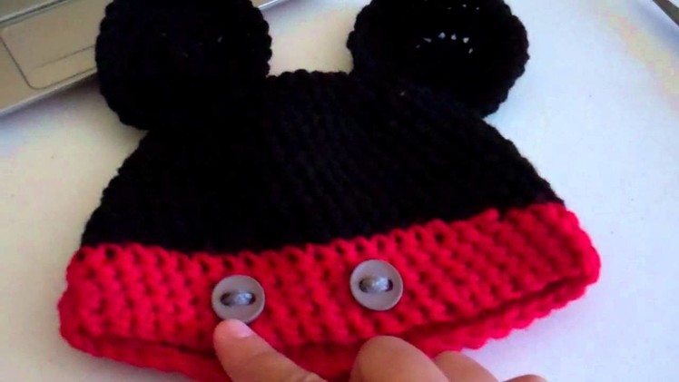 Crochet Baby Mickey Mouse Beanie. (F.O.T.H.)
