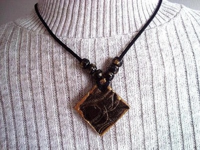 DIY HOW TO MAKE AN  Easy square leather pendant, from an old recycled belt,