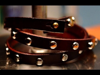 DIY Leather Studded Wrap Bracelet