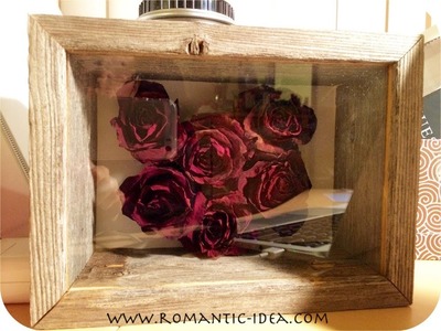 Dried Rose Heart 3D Craft in Shadow Box Frame, handmade valentine.christmas gift | Romantic-idea.com