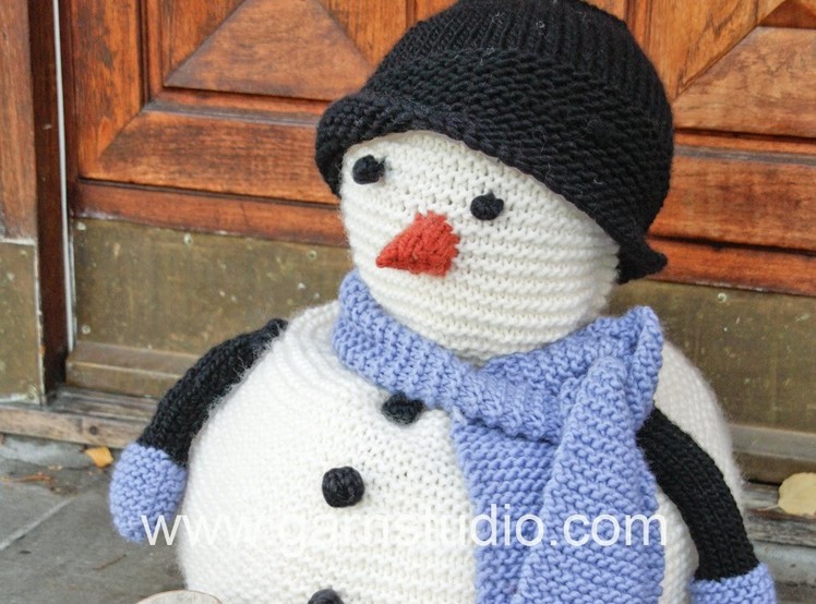 DROPS Knitting Tutorial: How to work an eye, button, nose and arm to the snowman in DROPS 0-1056