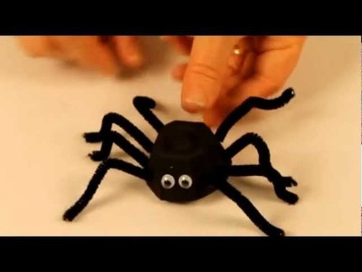 Halloween craft ideas: spider craft with egg carton