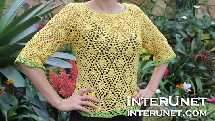How to crochet a raglan sleeve sweater using pineapple stitch - Part 2 of 3